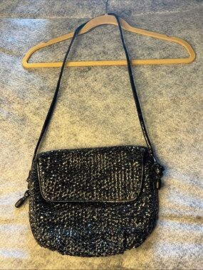 Vintage CEM Black patent, leather, weave Shoulder Bag